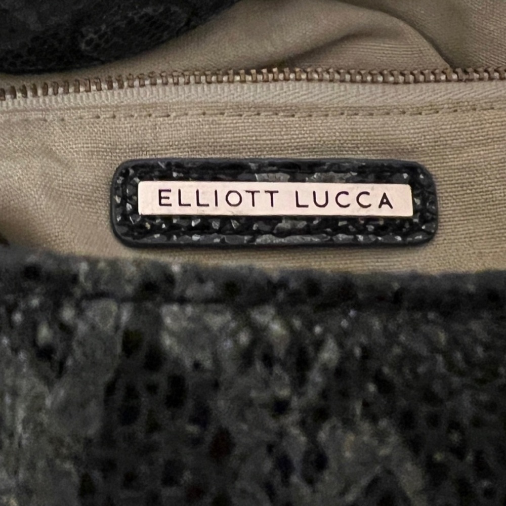 Elliott Lucca Black Grey Python Embossed Bag - image 7